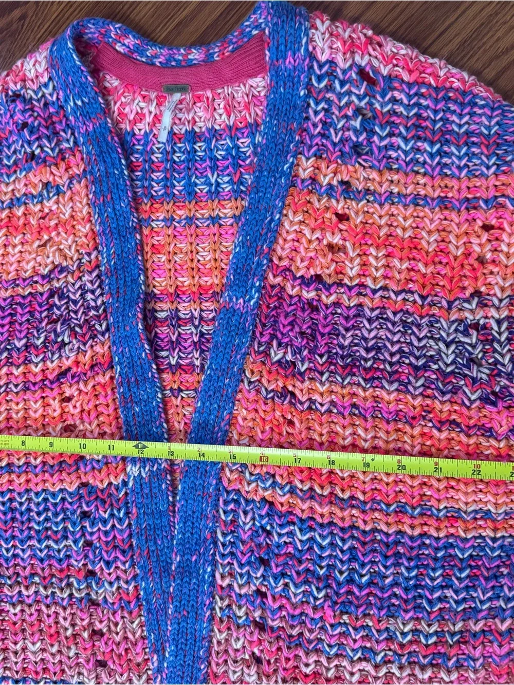 Free People Chunky Knit Open Front Cardigan Sweater Multicolor Boho Oversized XS
